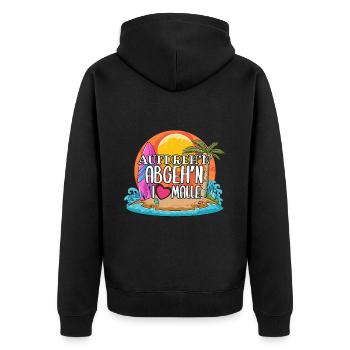 Witziges Mallorca Insel Motiv - Unisex Premium Bio Zip Hoodie - Schwarz - Hinten - Nico (187cm)