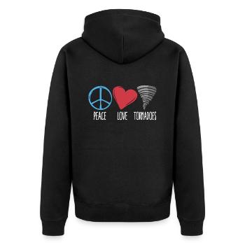 Tornadoes Peace Love Storm Chasing Tornado Chaser - Unisex Premium Organic Zip Hoodie - black - Back - Nico (187cm)