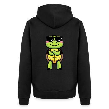 Sea turtle with sunglasses Emoticon - Unisex Premium Organic Zip Hoodie - black - Back - Nico (187cm)