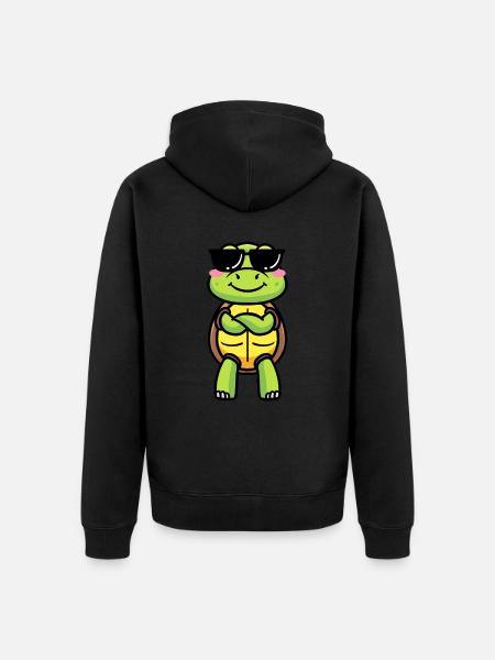 Meeresschildkröte Mit Sonnenbrille Emoticon - Unisex Premium Bio Zip Hoodie - Schwarz