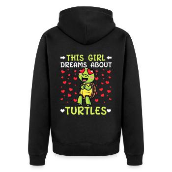 Cette fille rêve de tortues tortue - Veste à capuche bio Premium Unisexe - noir - Dos - Nico (187cm)