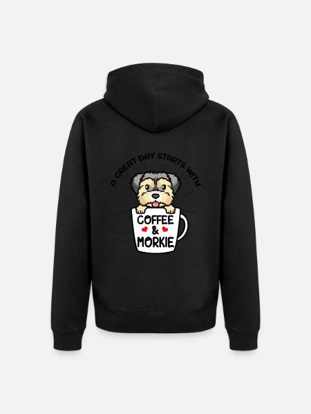 Morkie Dog - Unisex Premium Organic Zip Hoodie - black