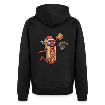 Hot-dog dans un chignon Jouer au basketball Activités sportives - Veste à capuche bio Premium Unisexe - noir - Dos - Nico (187cm)