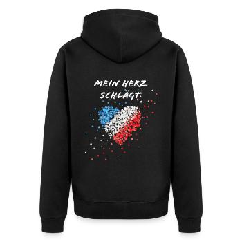 French flag heartbeat French France fan - Unisex Premium Organic Zip Hoodie - black - Back - Nico (187cm)