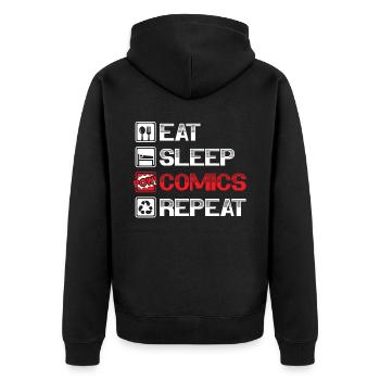Eat Sleep Comics Repeat Fictional Characters - Unisex Premium Organic Zip Hoodie - black - Back - Nico (187cm)