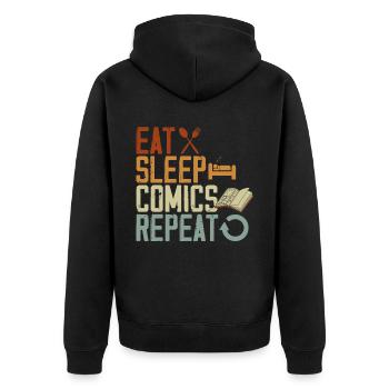 Eat Sleep Comics Repeat Fictional Characters - Unisex Premium Organic Zip Hoodie - black - Back - Nico (187cm)