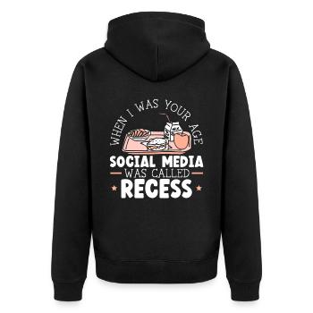 Quand j’avais ton âge, les médias sociaux s’appelaient Recess - Veste à capuche bio Premium Unisexe - noir - Dos - Nico (187cm)