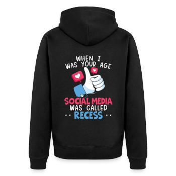 Quand j’avais ton âge, les médias sociaux s’appelaient Recess - Veste à capuche bio Premium Unisexe - noir - Dos - Nico (187cm)