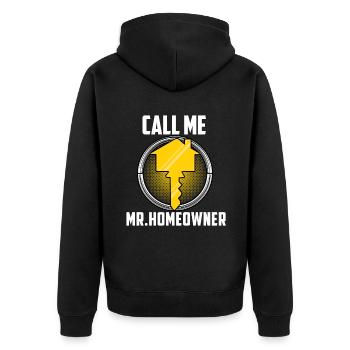 Mr. Homeowner - Unisex Premium Bio Zip Hoodie - Schwarz - Hinten - Nico (187cm)