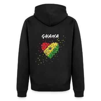 Ghana Afrika Ghanaflagge Ghanafahne Ghanese - Unisex Premium Bio Zip Hoodie - Schwarz - Hinten - Nico (187cm)