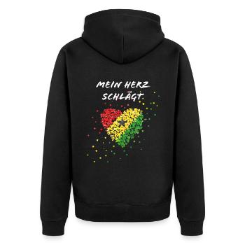 Ghana battement de cœur Ghanaflag Ghanaflag Ghanese - Veste à capuche bio Premium Unisexe - noir - Dos - Nico (187cm)