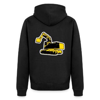 Baggerfahrer Bagger Baustelle - Unisex Premium Bio Zip Hoodie - Schwarz - Hinten - Nico (187cm)