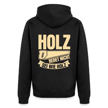 Holz Säge Tischler Schreiner Holzfäller - Unisex Premium Bio Zip Hoodie - Schwarz - Hinten - Nico (187cm)