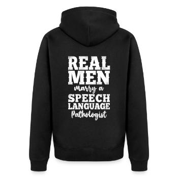 Speech Therapist Therapy Assistant - Unisex Premium Bio Zip Hoodie - Schwarz - Hinten - Nico (187cm)