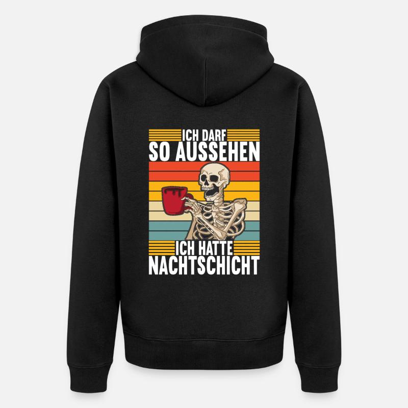Nachtschicht Nachtdienst - Unisex Premium Bio Zip Hoodie - Schwarz