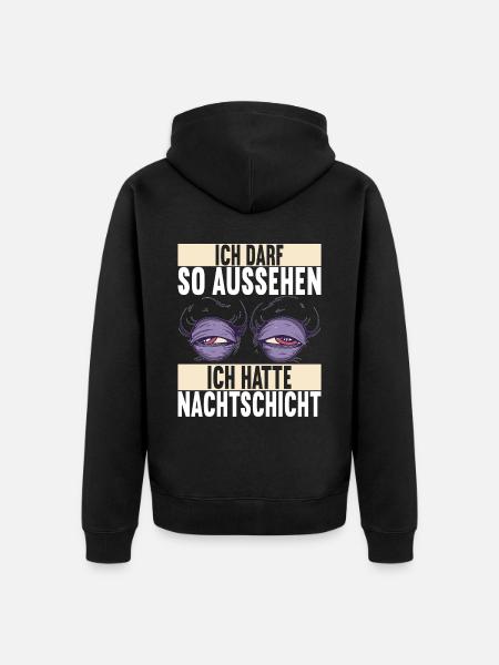 Nachtschicht Nachtdienst - Unisex Premium Bio Zip Hoodie - Schwarz