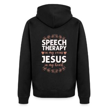 Speech Therapist Therapy Assistant - Unisex Premium Bio Zip Hoodie - Schwarz - Hinten - Nico (187cm)