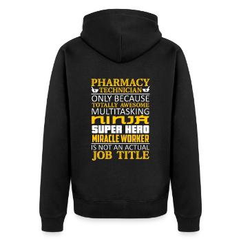 Technicien en pharmacie uniquement parce que totalement médecine - Veste à capuche bio Premium Unisexe - noir - Dos - Nico (187cm)