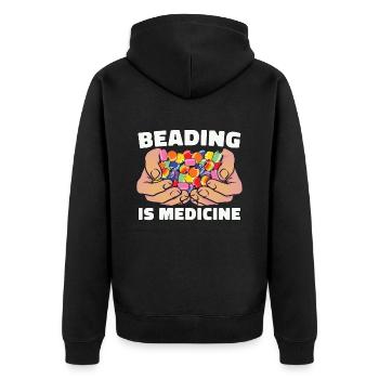 Beading Is Medicine Jewelry Making Beadwork Beader - Unisex Premium Bio Zip Hoodie - Schwarz - Hinten - Nico (187cm)