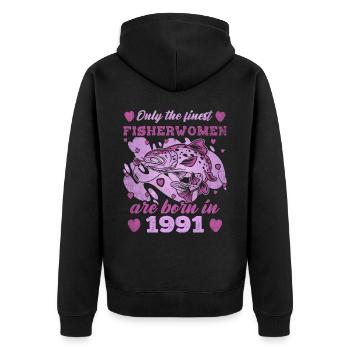 Les meilleures pêcheuses nées en 1991 32e anniversaire des femmes - Veste à capuche bio Premium Unisexe - noir - Dos - Nico (187cm)