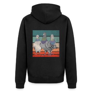 Funny Pigeon Fancier & Pigeons Whisperer Carrier Pigeon - Unisex Premium Organic Zip Hoodie - black - Back - Nico (187cm)