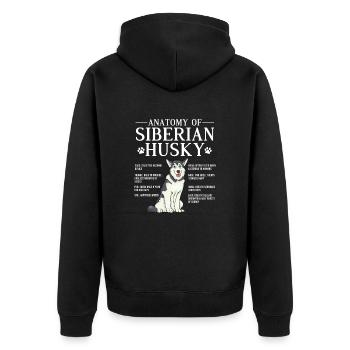 Husky Hund Hunde Siberian Husky Geschenk - Unisex Premium Bio Zip Hoodie - Schwarz - Hinten - Nico (187cm)