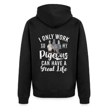 Funny Pigeon Fancier & Pigeons Whisperer Carrier Pigeon - Unisex Premium Organic Zip Hoodie - black - Back - Nico (187cm)