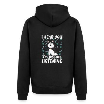 Husky Hund Hunde Siberian Husky Geschenk - Unisex Premium Bio Zip Hoodie - Schwarz - Hinten - Nico (187cm)