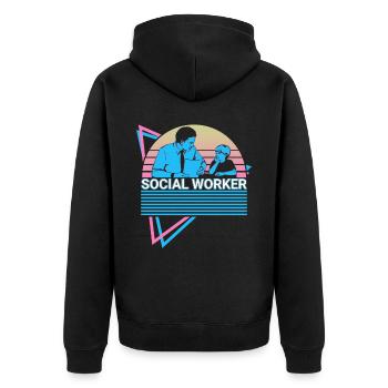 Rétro des travailleurs sociaux - Veste à capuche bio Premium Unisexe - noir - Dos - Nico (187cm)