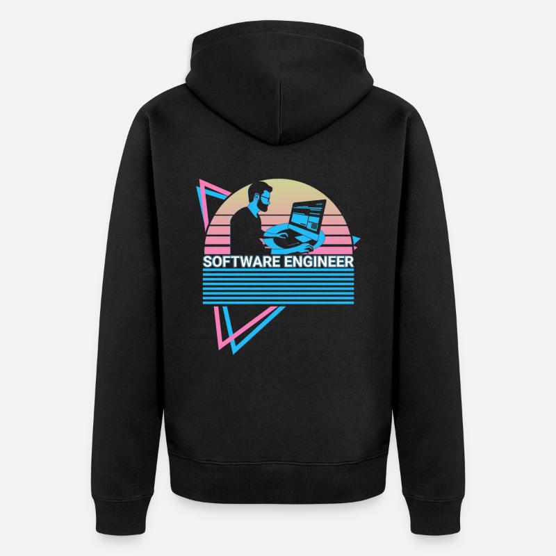 Software-Ingenieur Software Engineering Retro - Unisex Premium Bio Zip Hoodie - Schwarz