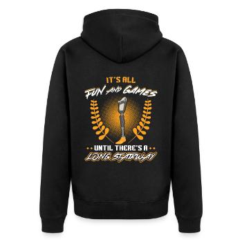 It's Fun Until There Is A Long Stairway - Unisex Premium Organic Zip Hoodie - black - Back - Nico (187cm)