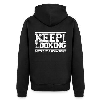 Keep Looking - Maybe It'll Grow Back - Unisex Premium Organic Zip Hoodie - black - Back - Nico (187cm)