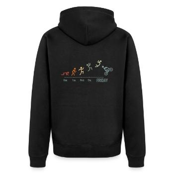 BMX Rad Radfahrer BMX Bike BMX-Rampe Wochenende - Unisex Premium Bio Zip Hoodie - Schwarz - Hinten - Nico (187cm)