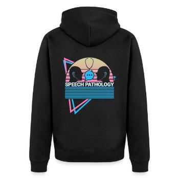 Sprachpathologie Sprachpathologe Retro - Unisex Premium Bio Zip Hoodie - Schwarz - Hinten - Nico (187cm)