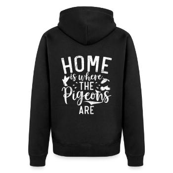 Funny Pigeon Fancier & Pigeons Whisperer Carrier Pigeon - Unisex Premium Organic Zip Hoodie - black - Back - Nico (187cm)