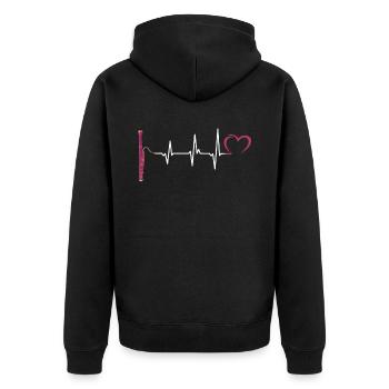 Bassoon -Musik Herzschlag Bassoonist - Unisex Premium Bio Zip Hoodie - Schwarz - Hinten - Nico (187cm)
