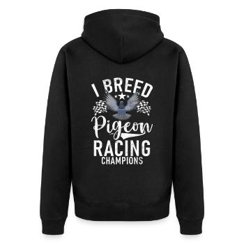 Lustig Taubenzüchter & Tauben Flüsterer Brieftaube - Unisex Premium Bio Zip Hoodie - Schwarz - Hinten - Nico (187cm)