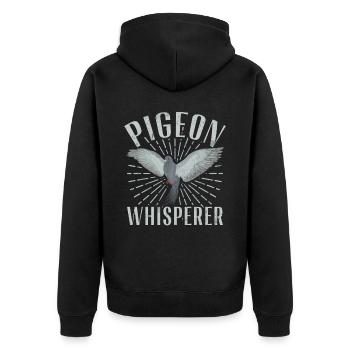 Funny Pigeon Fancier & Pigeons Whisperer Carrier Pigeon - Unisex Premium Organic Zip Hoodie - black - Back - Nico (187cm)