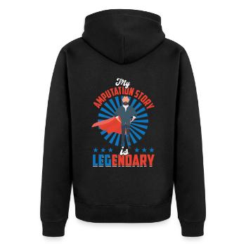 My Amputation Story Is LEGendary - Leg Prosthesis - Unisex Premium Bio Zip Hoodie - Schwarz - Hinten - Nico (187cm)