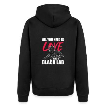 Labrador Hund Hunde Hunderasse Geschenk - Unisex Premium Bio Zip Hoodie - Schwarz - Hinten - Nico (187cm)
