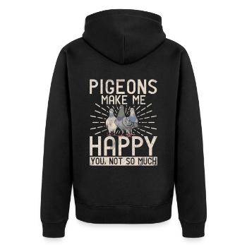 Funny Pigeon Fancier & Pigeons Whisperer Carrier Pigeon - Unisex Premium Organic Zip Hoodie - black - Back - Nico (187cm)