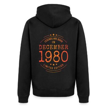 Anniversaire Décembre 1980 Edition Limitée Millésime - Veste à capuche bio Premium Unisexe - noir - Dos - Nico (187cm)