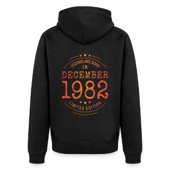 Anniversaire Décembre 1982 Edition Limitée Millésime - Veste à capuche bio Premium Unisexe - noir - Dos - Nico (187cm)