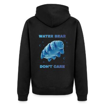 Water Bear Dont Care Bärtierchen - Unisex Premium Bio Zip Hoodie - Schwarz - Hinten - Nico (187cm)