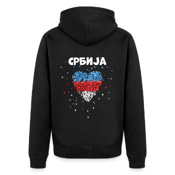 Serbie drapeau serbe drapeau serbe Serbie City Trip - Veste à capuche bio Premium Unisexe - noir - Dos - Nico (187cm)