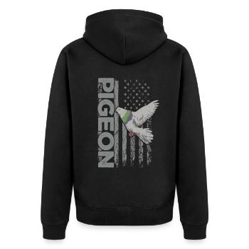 Funny Pigeon Fancier & Pigeons Whisperer Carrier Pigeon - Unisex Premium Organic Zip Hoodie - black - Back - Nico (187cm)