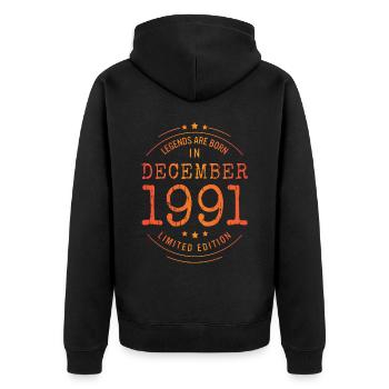 Anniversaire Décembre 1991 Edition Limitée Millésime - Veste à capuche bio Premium Unisexe - noir - Dos - Nico (187cm)