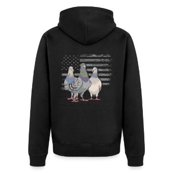 Funny Pigeon Fancier & Pigeons Whisperer Carrier Pigeon - Unisex Premium Organic Zip Hoodie - black - Back - Nico (187cm)