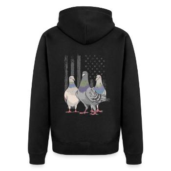Drôle de pigeon Fancier & Pigeons Whisperer Pigeon voyageur - Veste à capuche bio Premium Unisexe - noir - Dos - Nico (187cm)