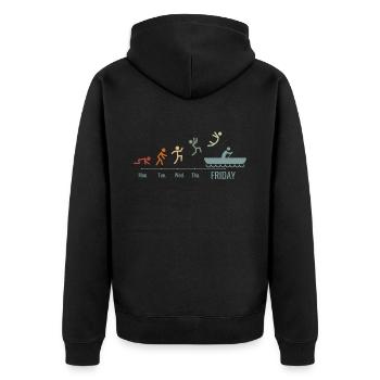Kanu Kajak Wochenend BOOT Kanufahrer Kanufahren - Unisex Premium Bio Zip Hoodie - Schwarz - Hinten - Nico (187cm)